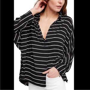 Free People Can’t Fool Me Striped Long Sleeve Open Front Top Large